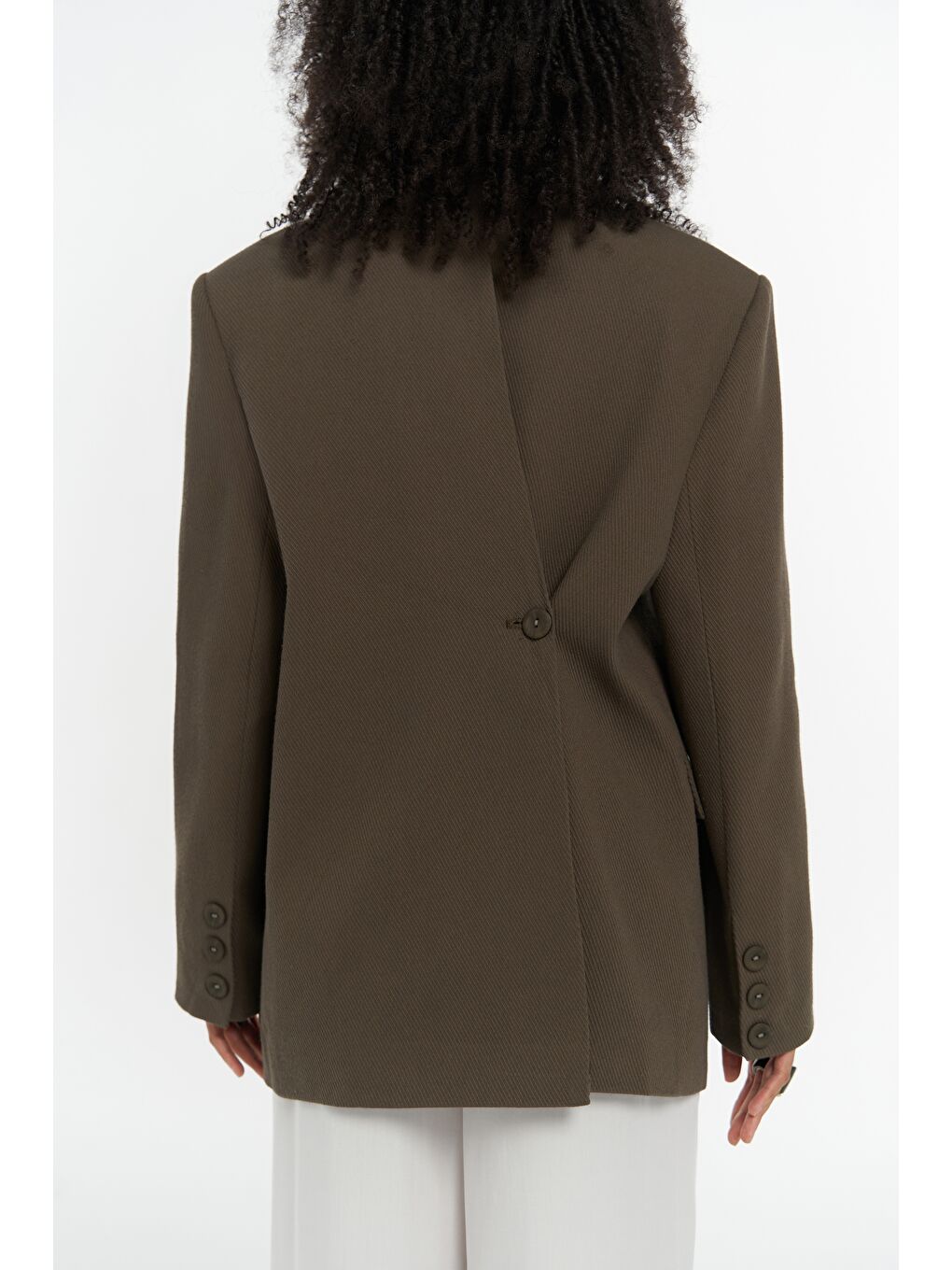 Solara Arkası Düğmeli Yeşil Blazer-6