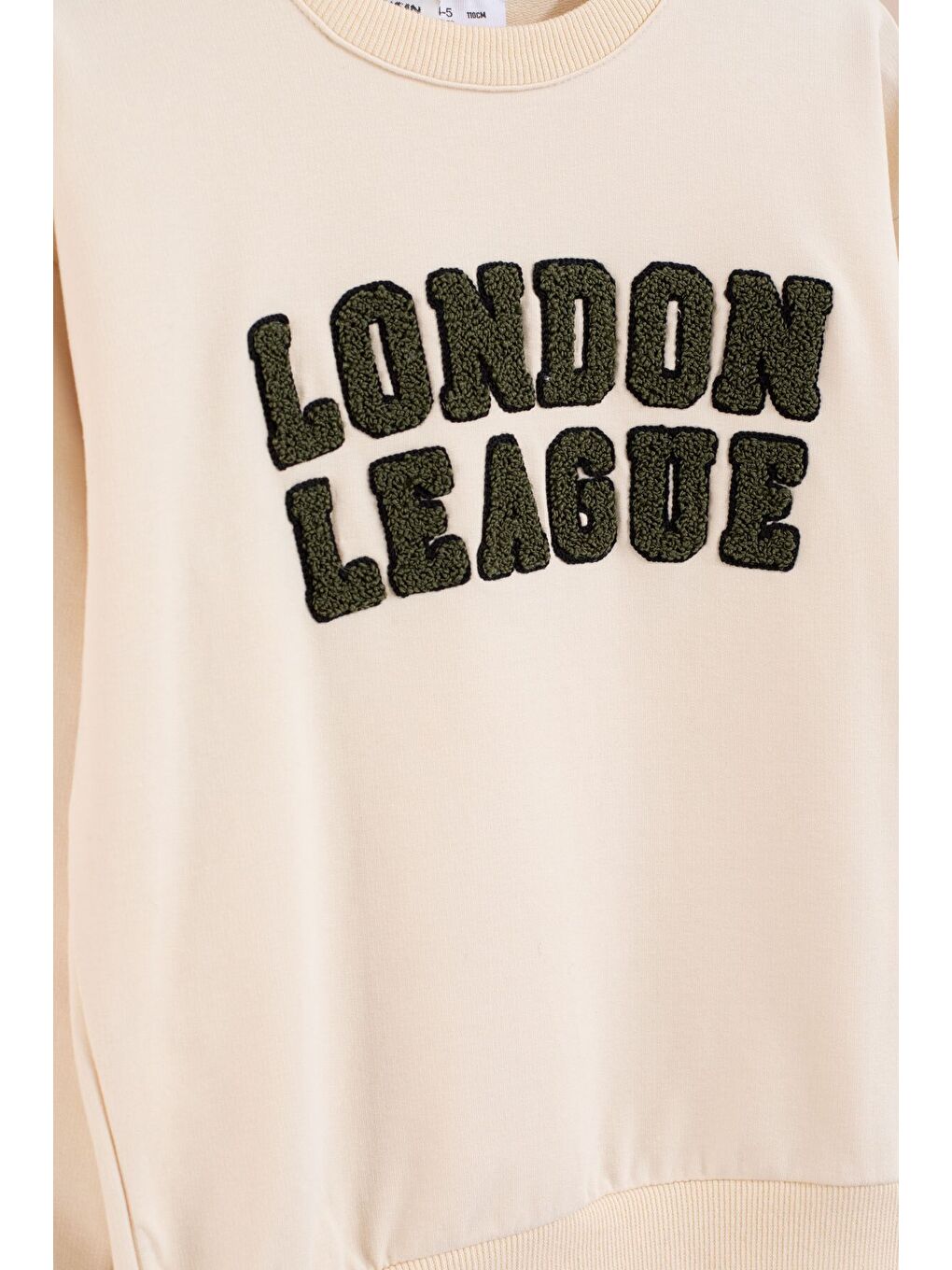 Haki Yazı Nakışlı Erkek Çocuk Bisiklet Yaka Eşofman Takımı 23396-1