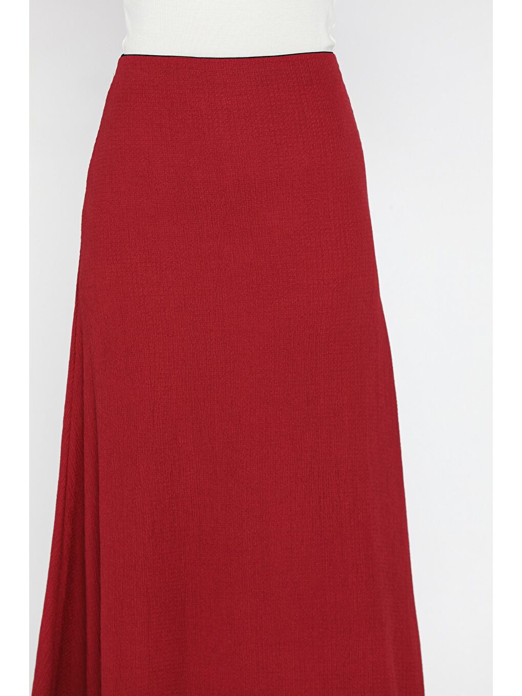 Bordo Kadın Düz Renk Bel Lastikli Bürümcük Kiloş Etek-3