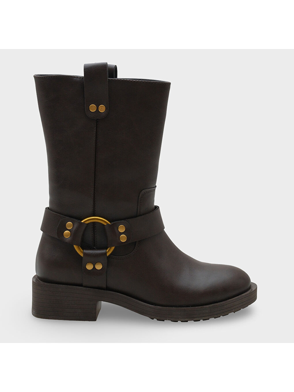 Kahverengi Leslie Metal Aksesuarlı Motorcu Bot-3