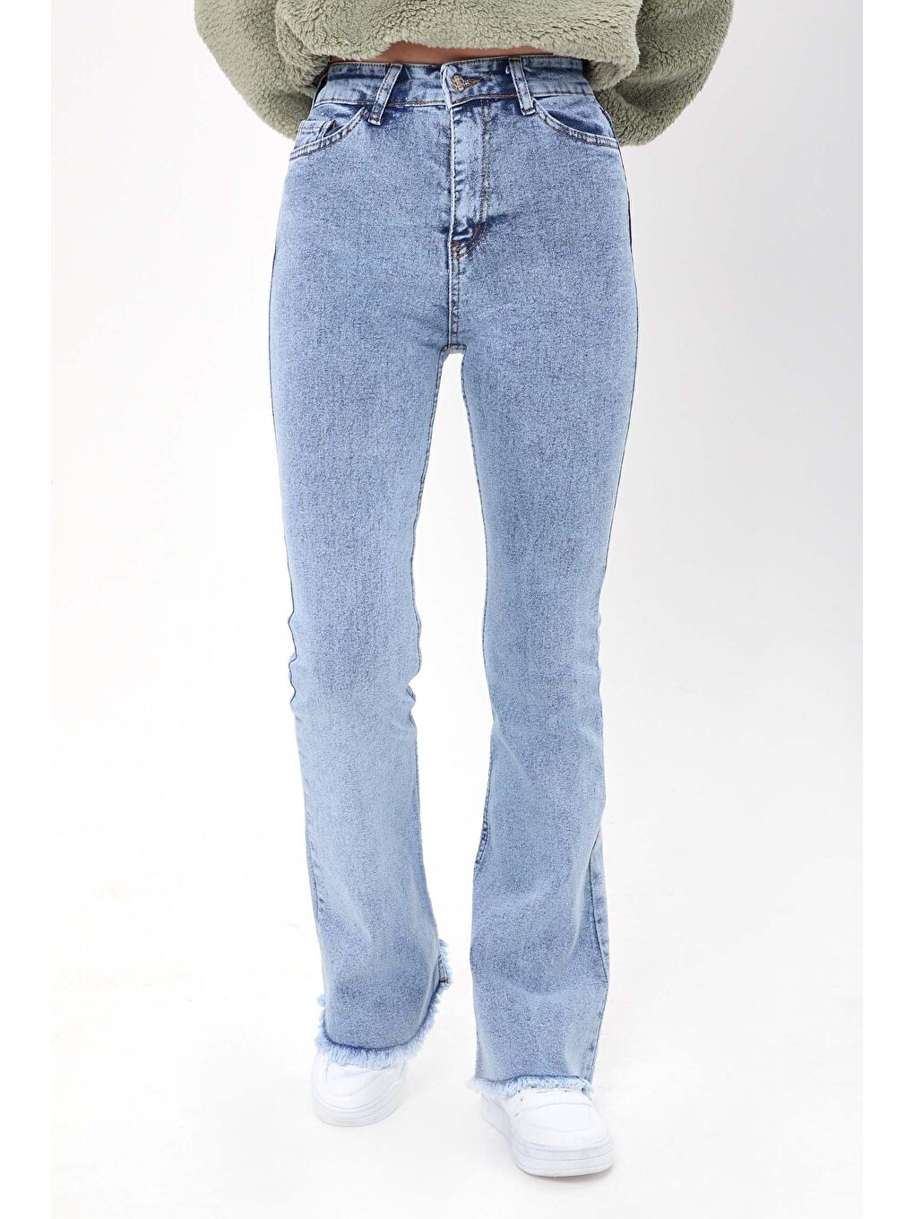 Kar Yıkama Flare Elastanlı Jean Pantolon Buz Mavi   23662-1