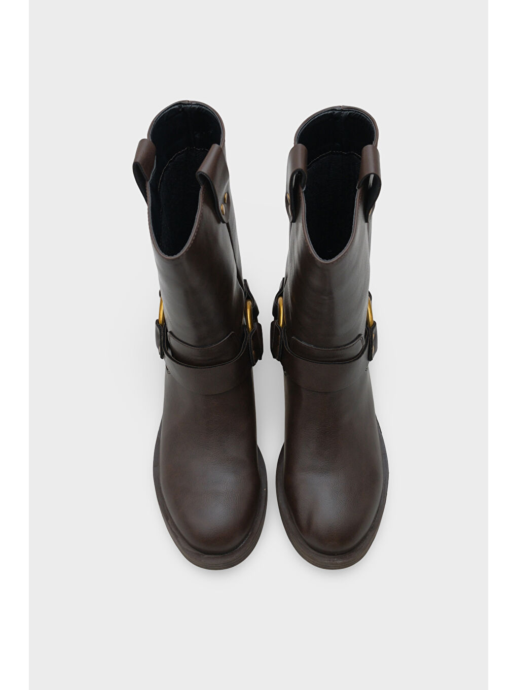 Kahverengi Leslie Metal Aksesuarlı Motorcu Bot-6