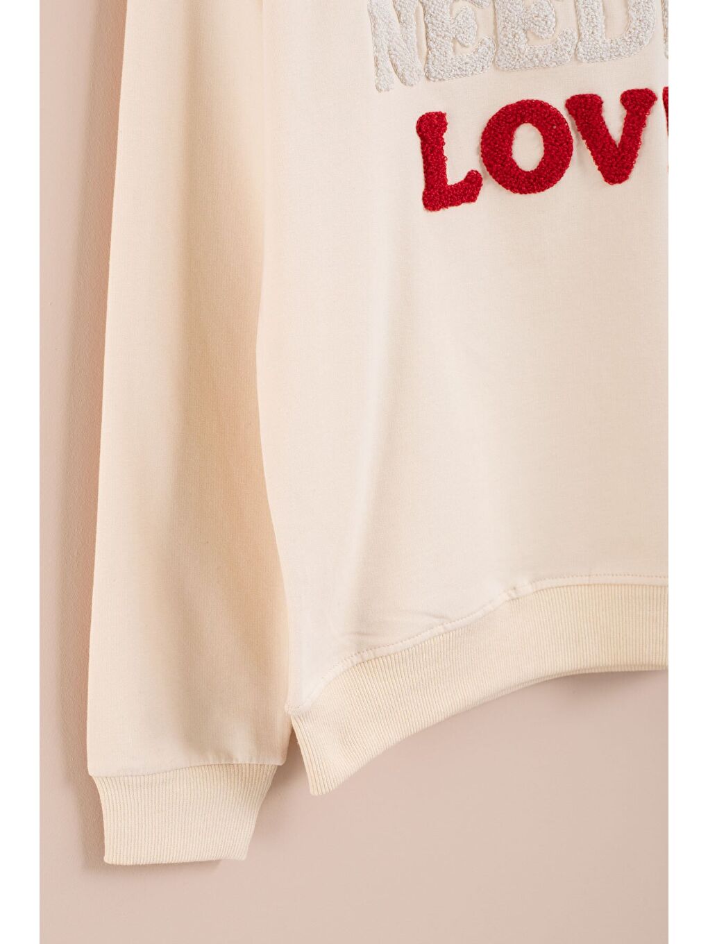 Ekru Krem Love Nakışlı Kız Çocuk Eşofman Takımı 23393-2