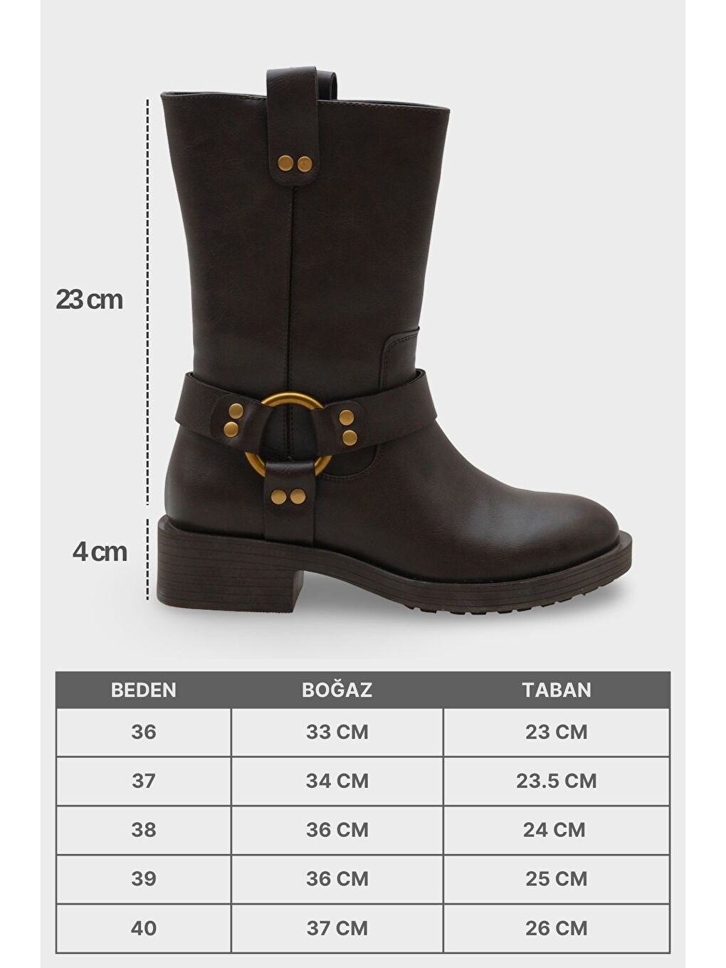 Kahverengi Leslie Metal Aksesuarlı Motorcu Bot-7