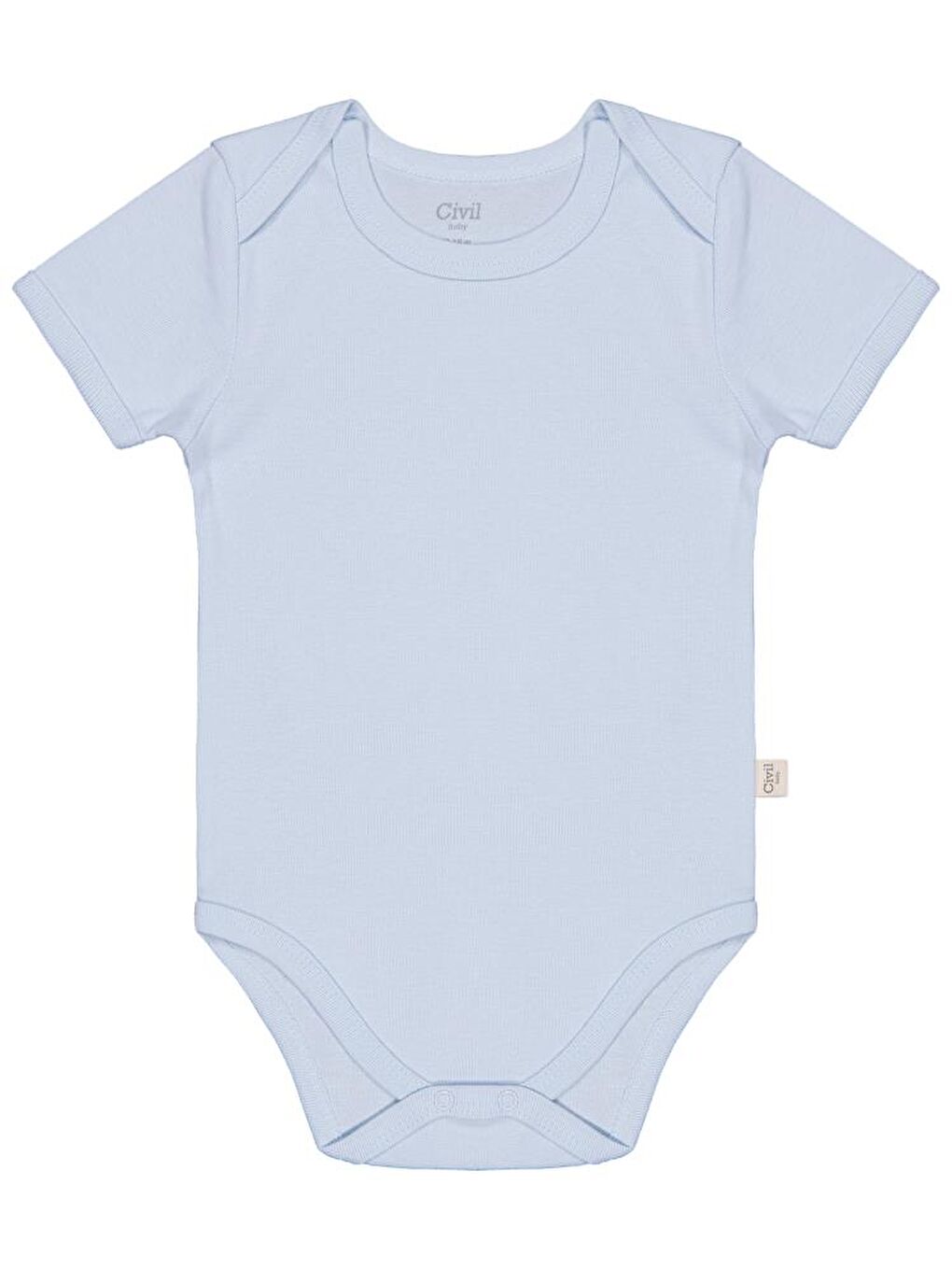 Baby Düz Renkli Kısa Kol 3-9 Ay Çıtçıtlı Badi - Mavi 6-9 Ay