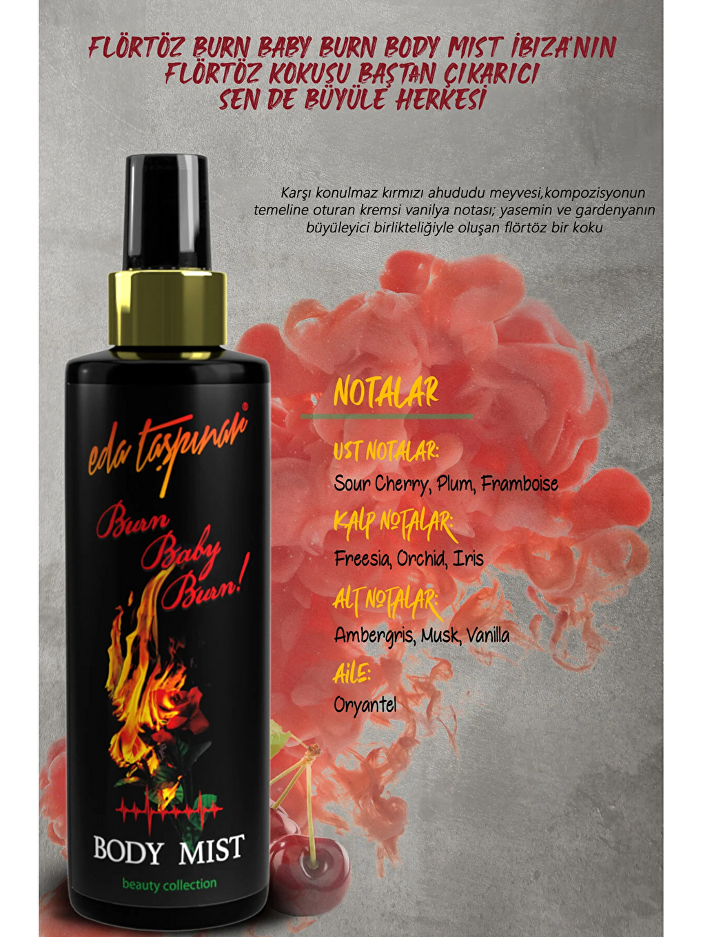 Baby Burn Body Mist, İbiza’nın Flörtöz Kokusu, Baştan Çıkarıcı, Sen deBüyüle Herkesi!,      200ml.-2