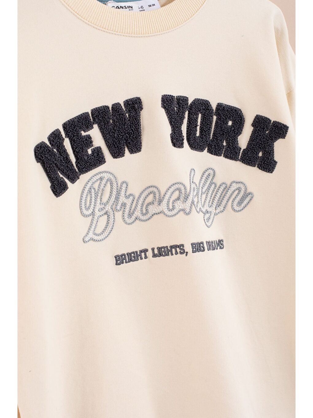 Mavi New York Yazılı Erkek Çocuk Bisiklet Yaka Eşofman Takımı 23394-1