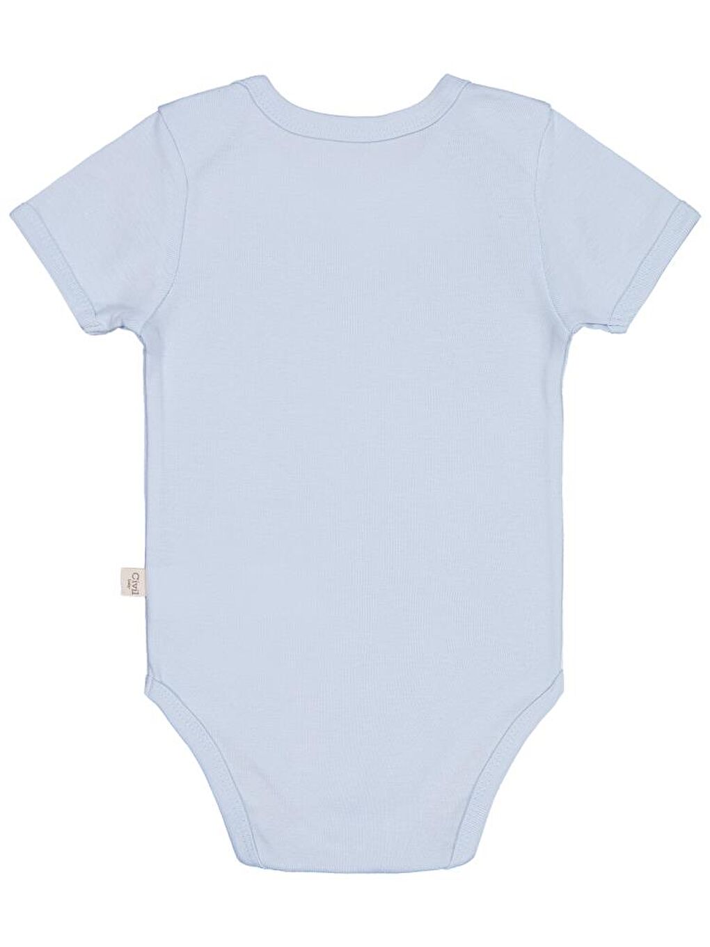 Baby Düz Renkli Kısa Kol 3-9 Ay Çıtçıtlı Badi - Mavi 6-9 Ay-1