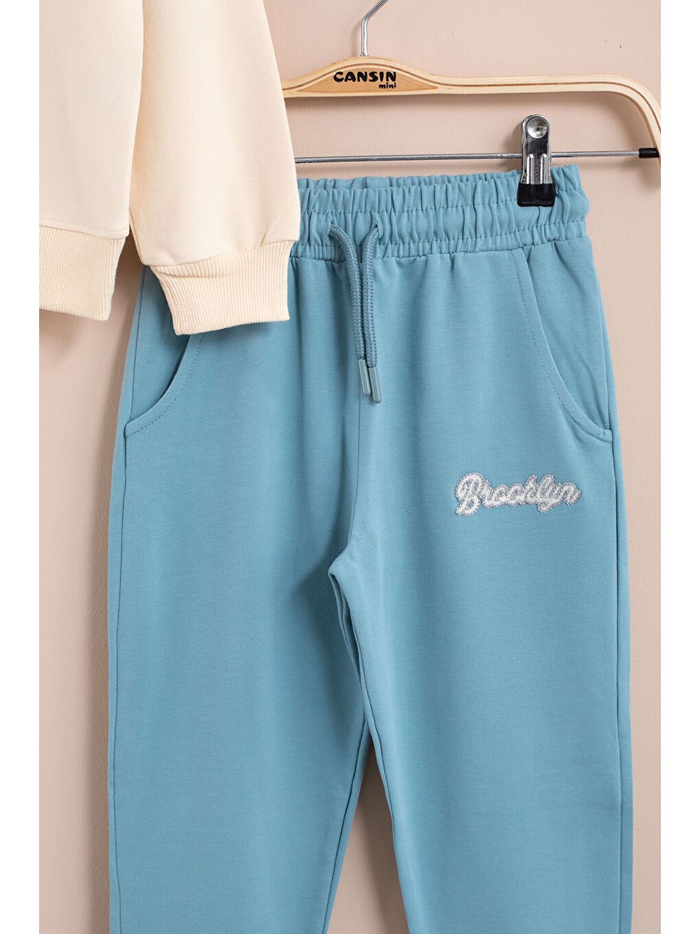 Mavi New York Yazılı Erkek Çocuk Bisiklet Yaka Eşofman Takımı 23394-3