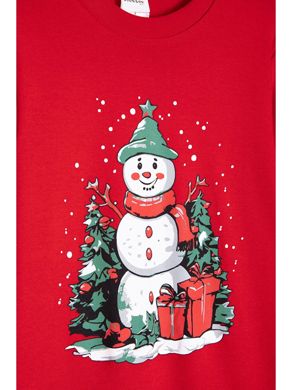 Kırmızı Yılbaşı Temalı Uzun Kol Çocuk Pijama Takımı 23397-1