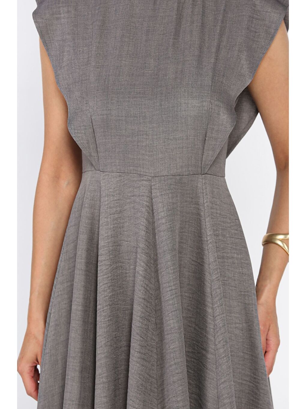 Gri Kadın Bisiklet Yaka Kiloş Elbise-3