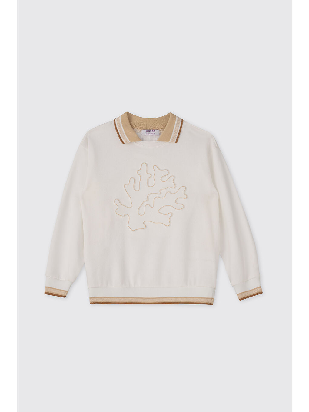 Erkek Çocuk Yaka Detaylı Beyaz Sweatshirt-2