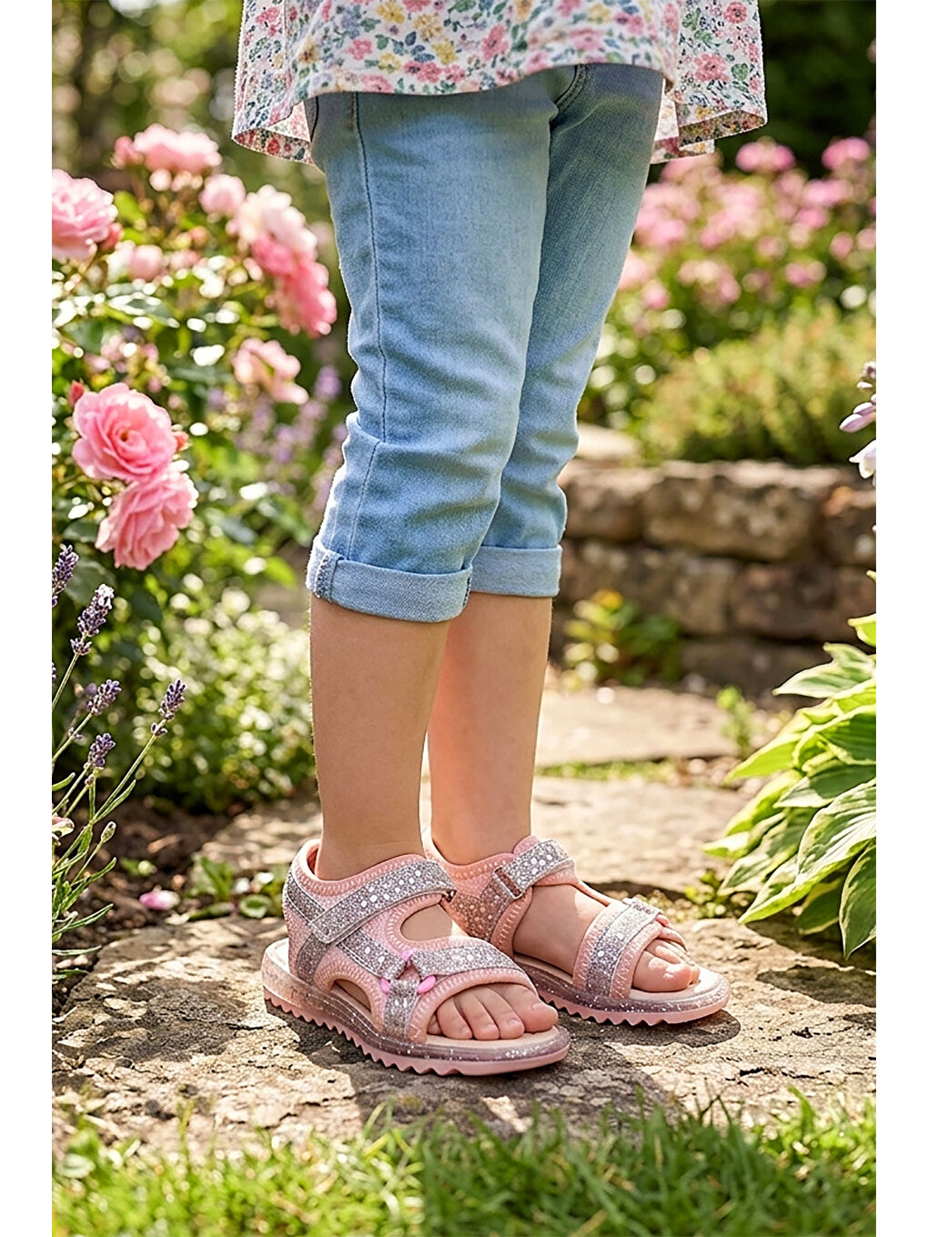Pembe Marlin Simli Cırtlı Kız Bebek Sandalet-2