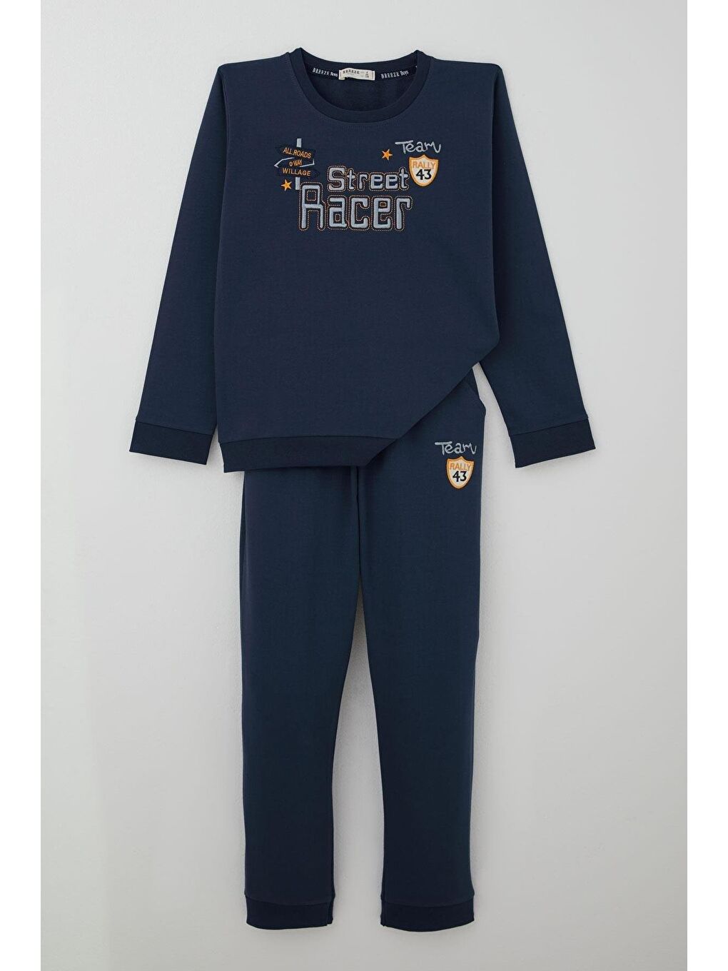 Erkek Çocuk Eşofman Takımı Yarış Temalı Nakışlı Yazı Baskılı Lacivert (4-8 Yaş)-1