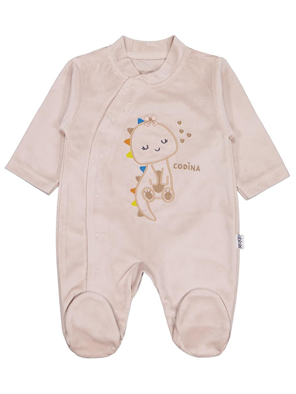 Kahverengi Minidamla Zürafa Nakış Çıtçıtlı 1-6 Ay Tulum - Kahve 1-3 Ay