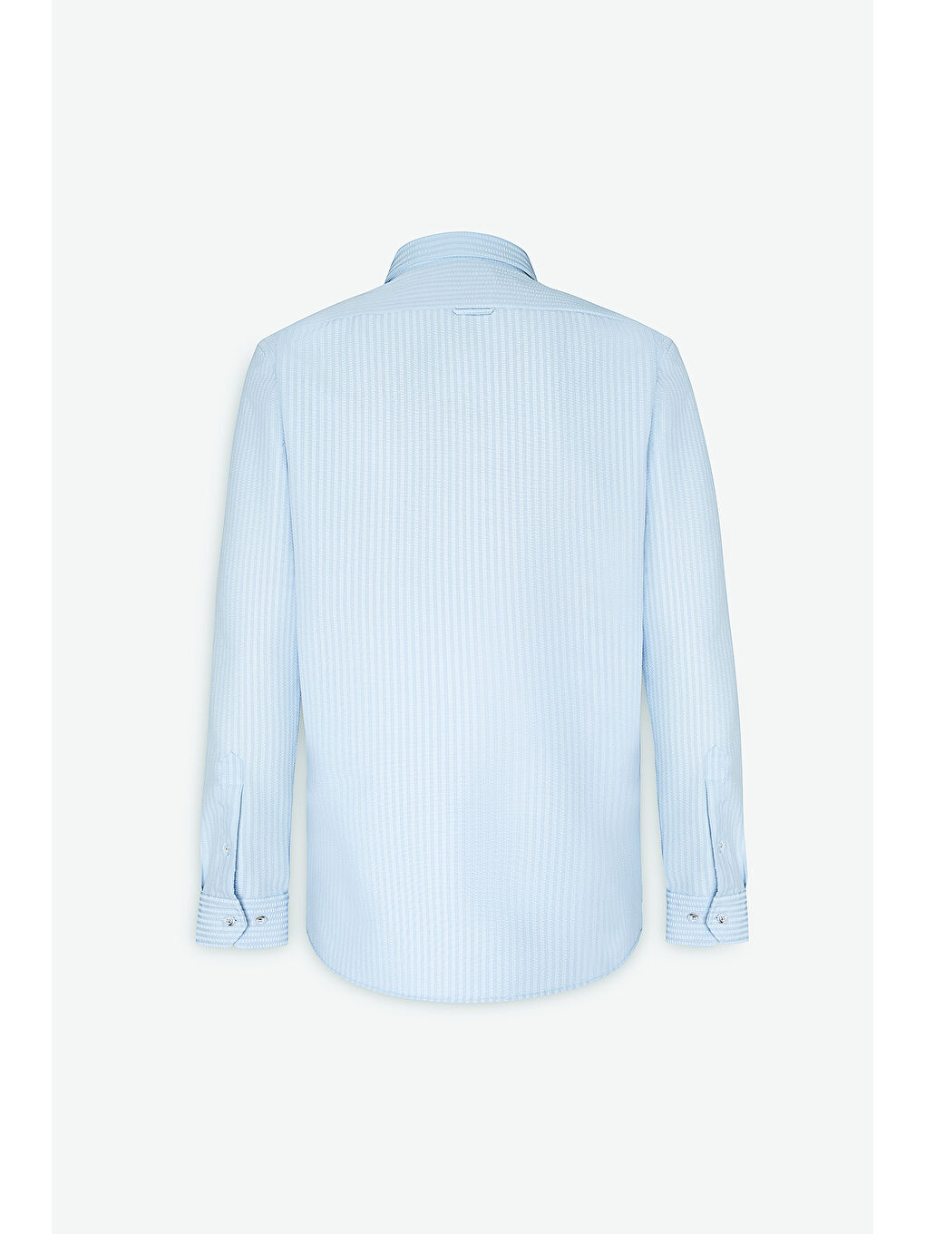 Erkek Açık Mavi Slim Fit Dar Kesim Gofre Desenli Düğmeli Yaka Hafif Kumaş Gömlek-9