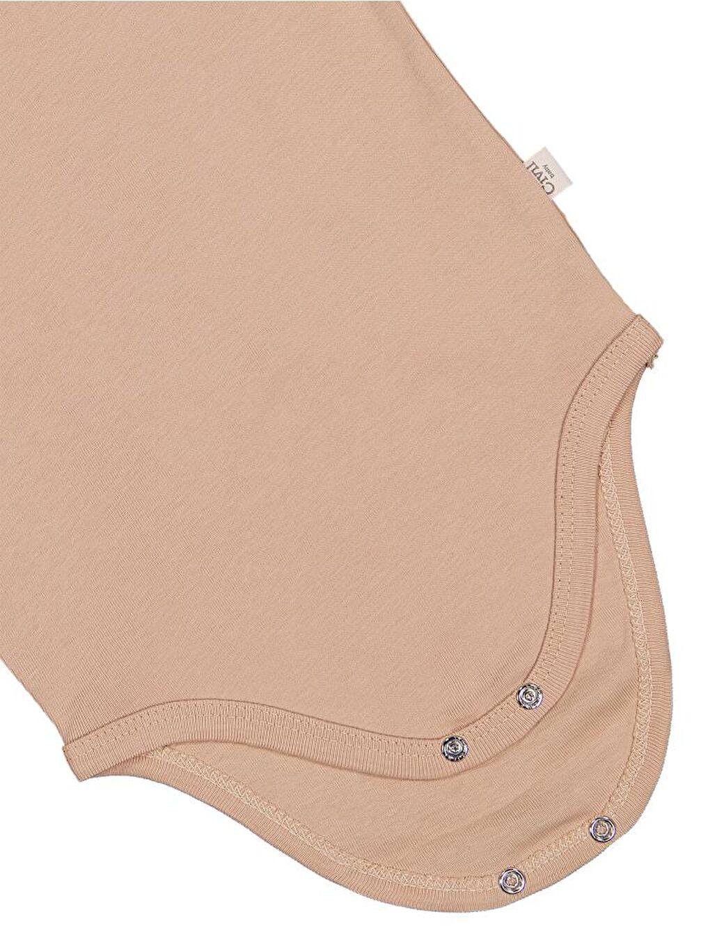 Baby Düz Renkli Kısa Kol 3-9 Ay Çıtçıtlı Badi - Kahverengi 9-12 Ay-2