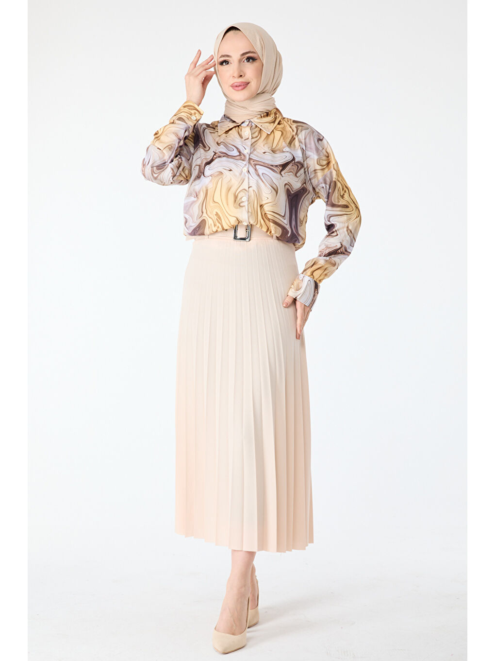 Pembe Kemerli Etek Pudra - 23026