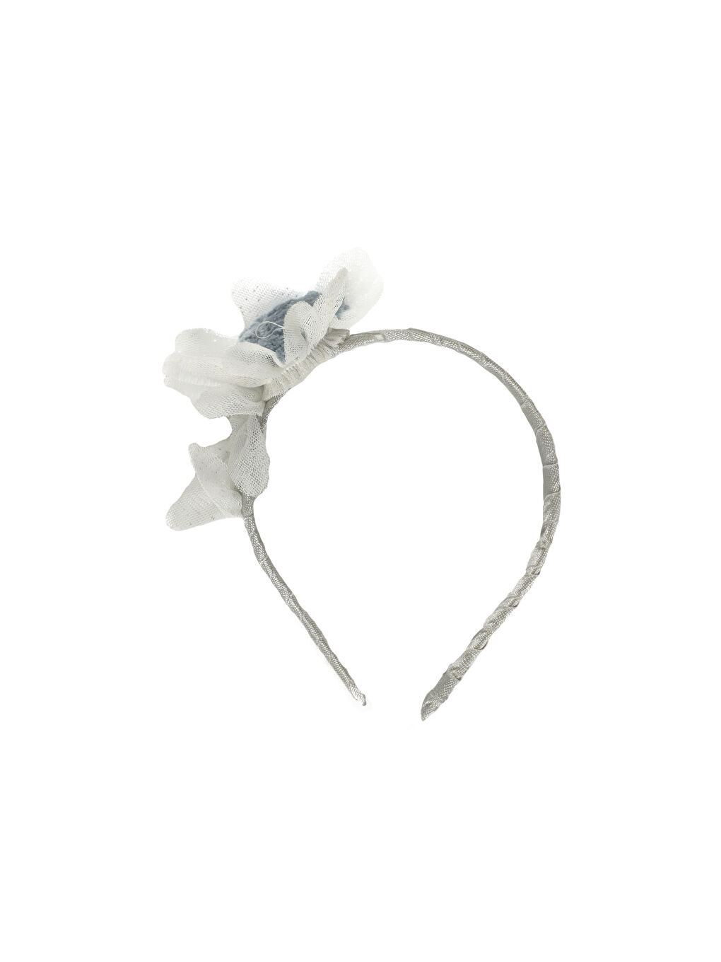 Gri Kız Çocuk Tüllü Ponponlu Taç