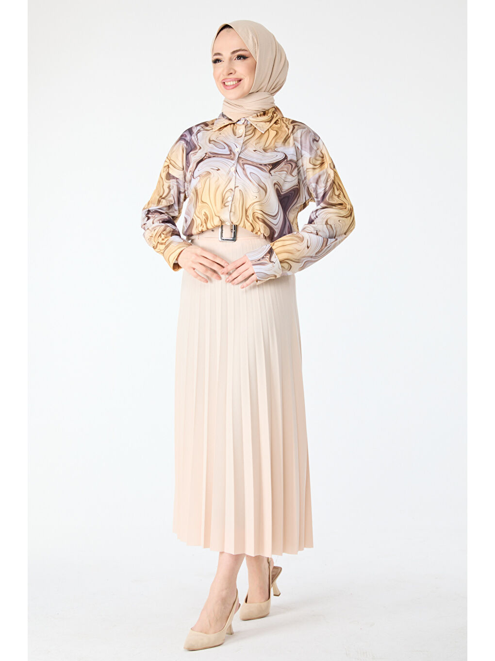 Pembe Kemerli Etek Pudra - 23026-3