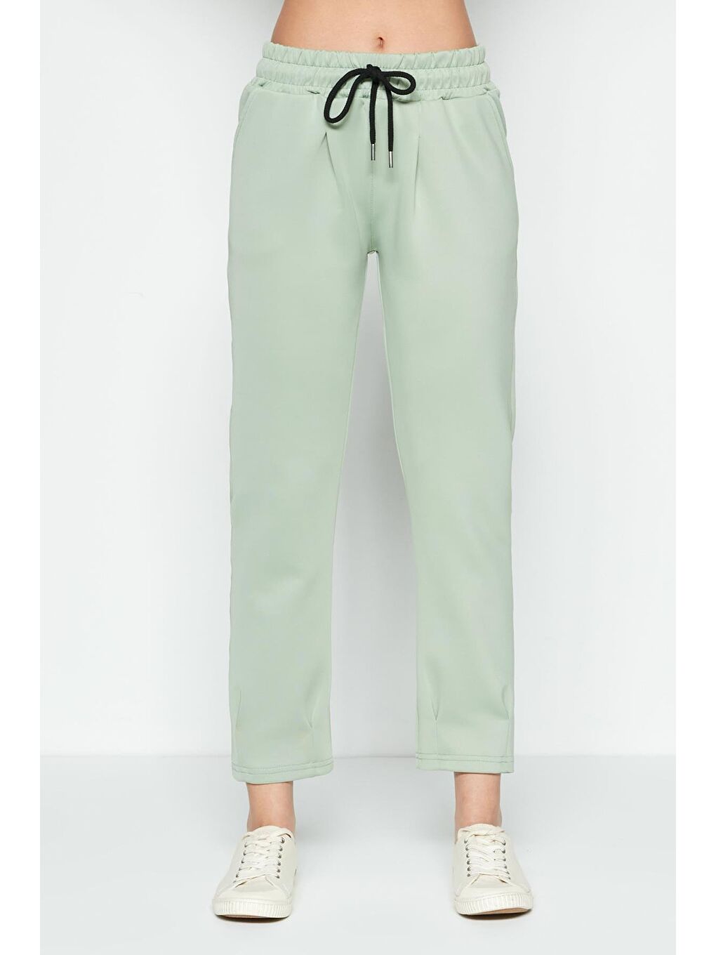 Bel Ve Paçası Pileli Eşofman Altı 810 Fıstık Yeşil-3