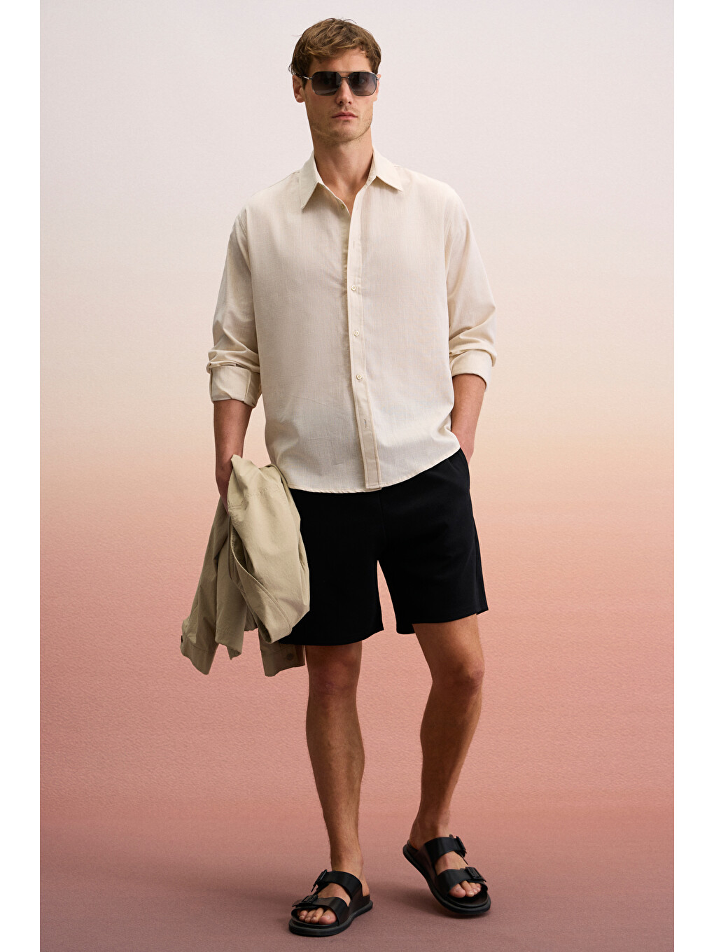 Siyah TYRONE Erkek Beli Lastikli Arka Tek Cepli Relaxed Fit SİYAH Şort-3
