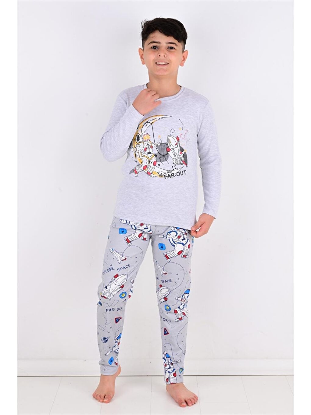 Far Out Erkek Çocuk Uzun Kollu Pijama Takımı Gri