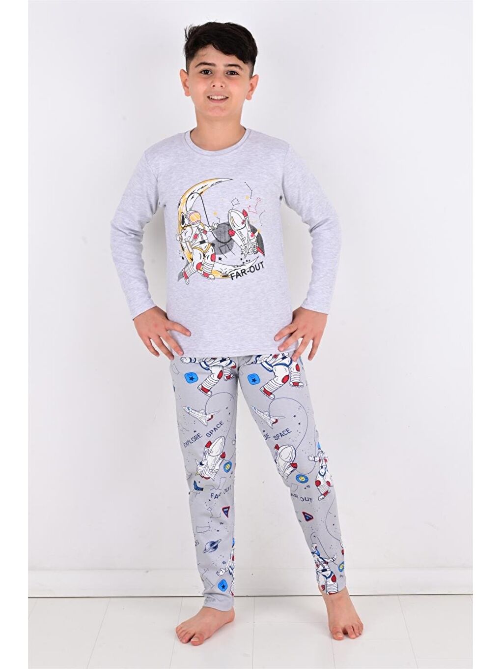 Far Out Erkek Çocuk Uzun Kollu Pijama Takımı Gri-2