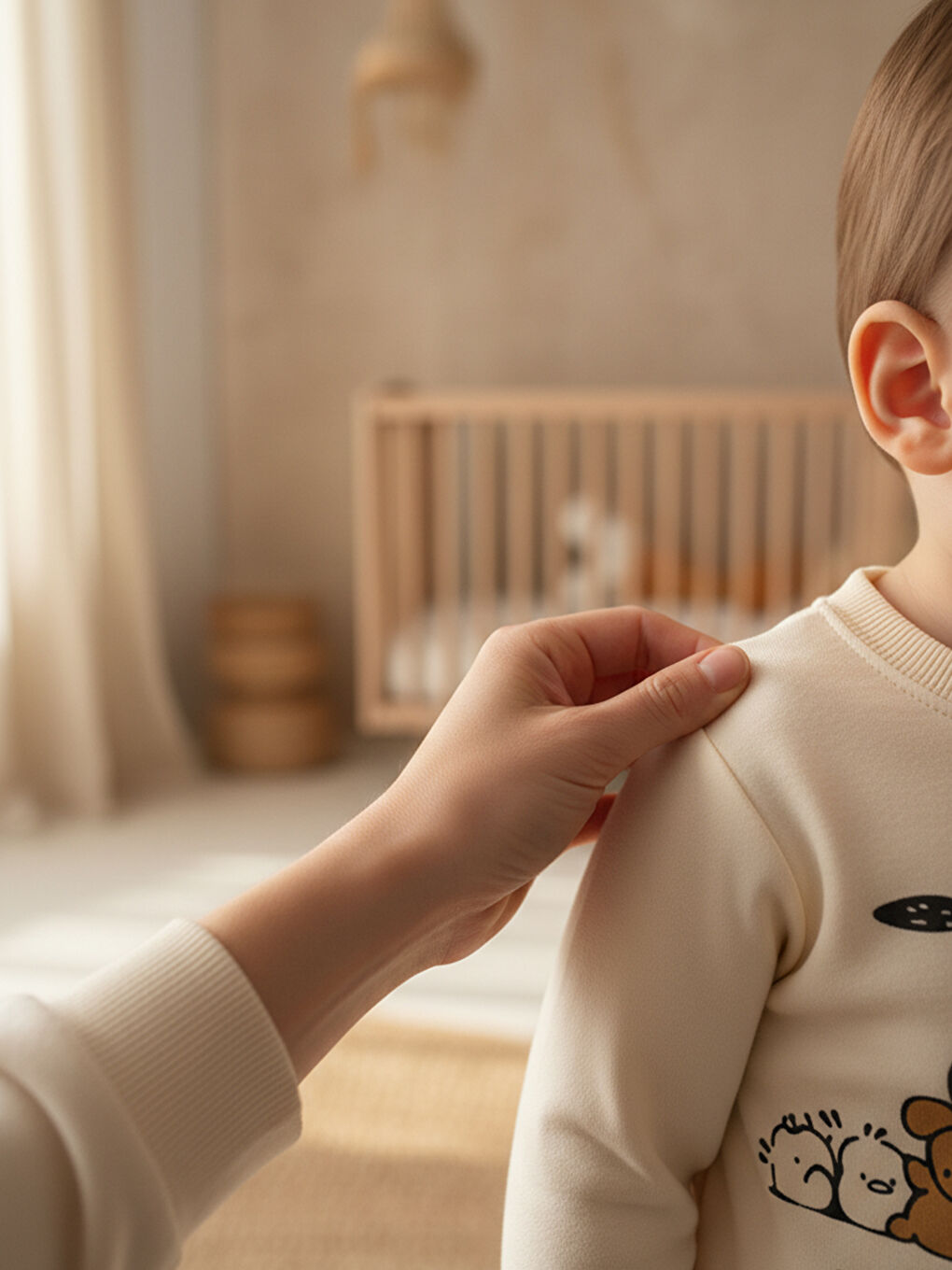 %100 Pamuklu Ekru Yavru Köpekli Çocuk Pijama Takımı 1-6 Yaş-5