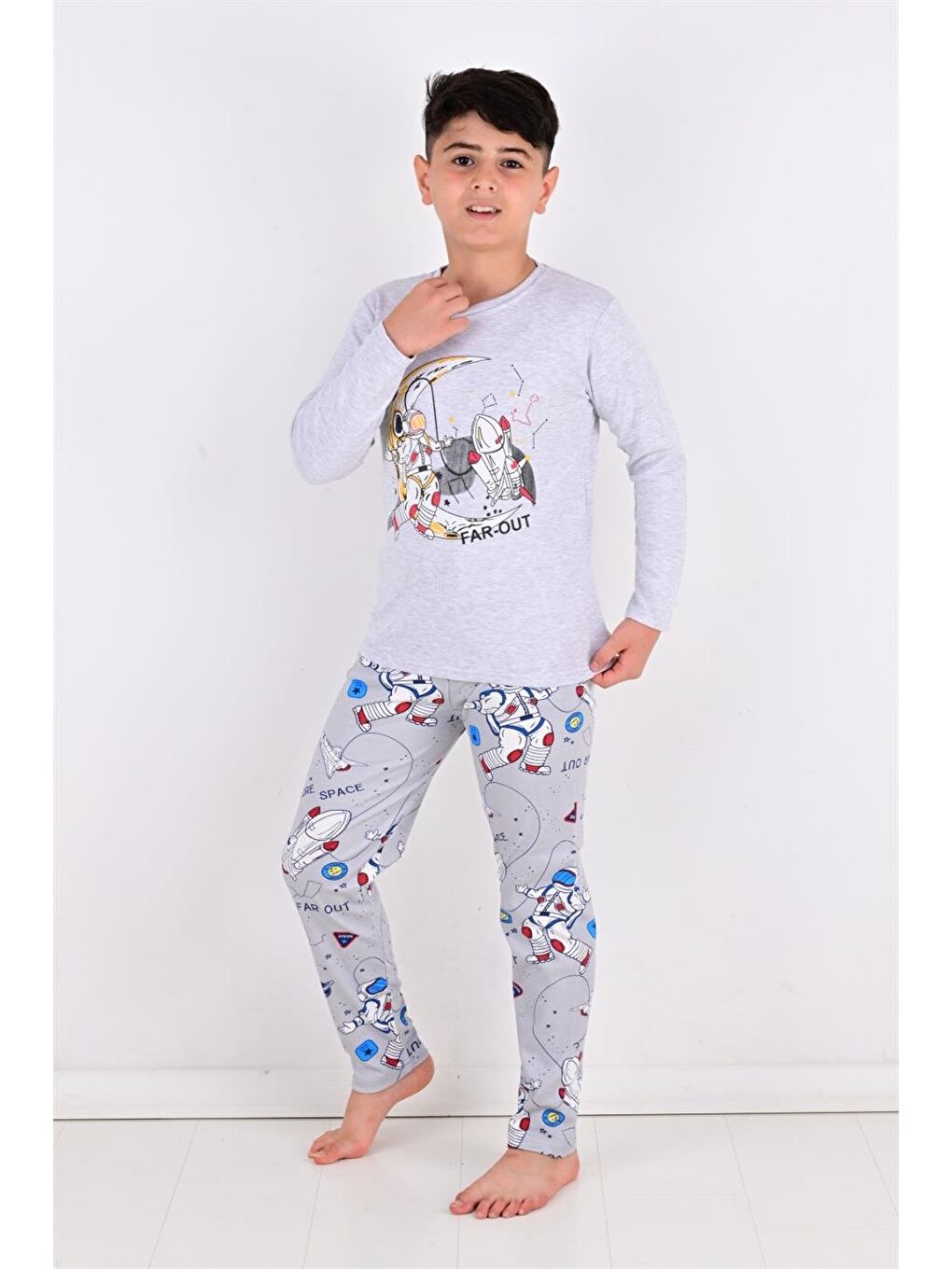 Far Out Erkek Çocuk Uzun Kollu Pijama Takımı Gri-3