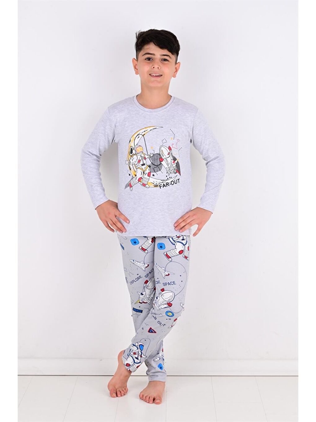 Far Out Erkek Çocuk Uzun Kollu Pijama Takımı Gri-4