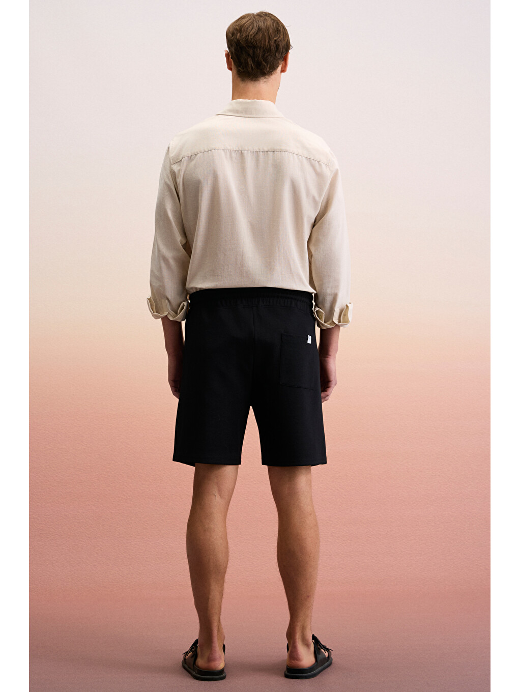 Siyah TYRONE Erkek Beli Lastikli Arka Tek Cepli Relaxed Fit SİYAH Şort-4