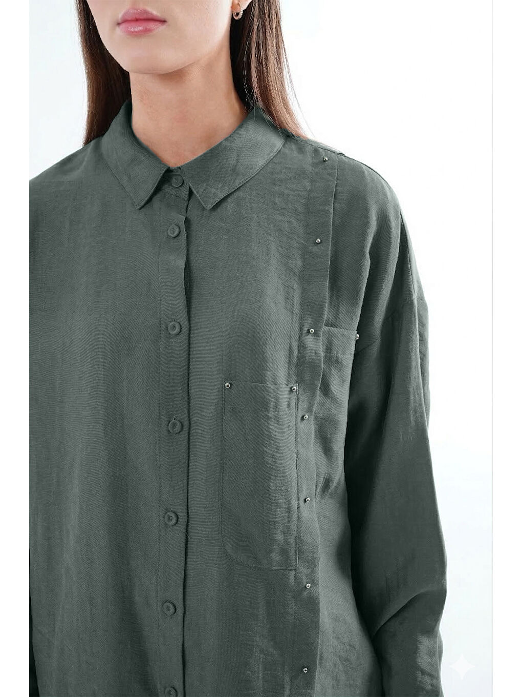 Çapraz Cep Detay Pantolonlu Safari Takım 910 Yeşil-1