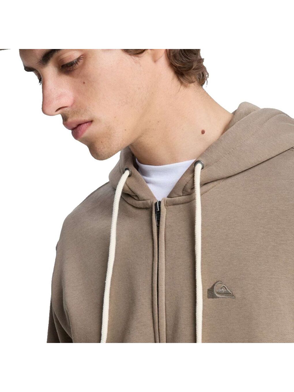 Salt Water Zip Hoodie Erkek Bej Fermuarlı Sweatshirt-1