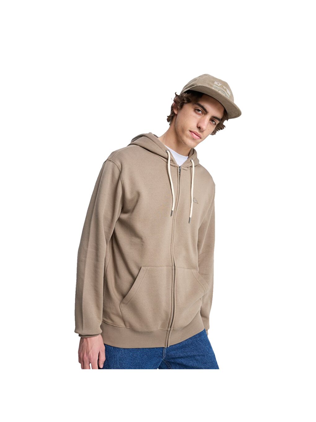 Salt Water Zip Hoodie Erkek Bej Fermuarlı Sweatshirt-2