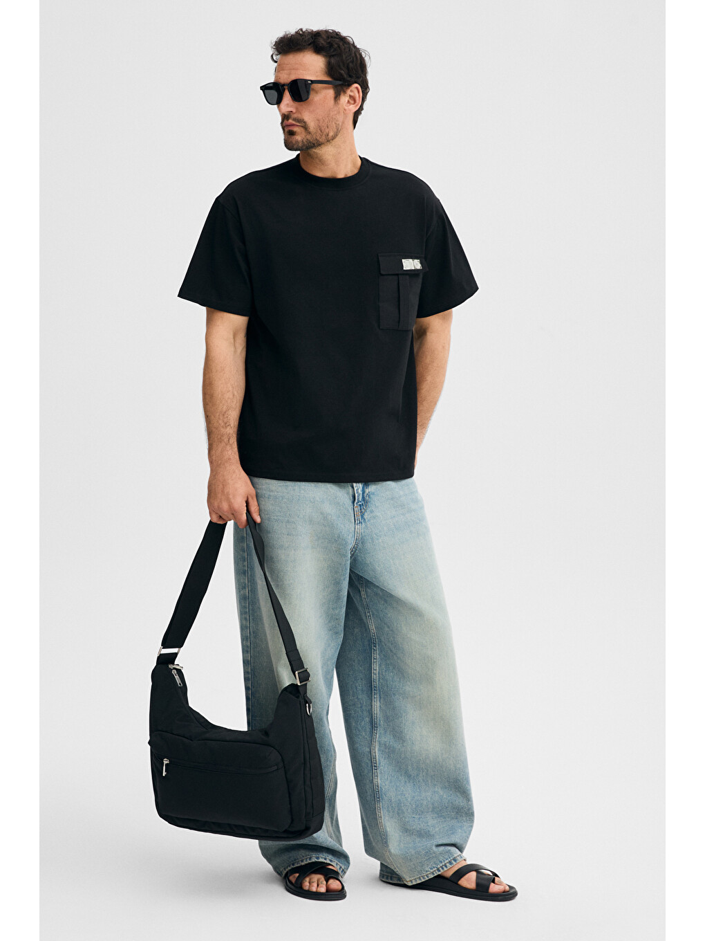 Siyah POCKET Erkek %100 Organik Pamuklu Dokuma Cepli Etiket Detaylı SİYAH T-Shirt-2