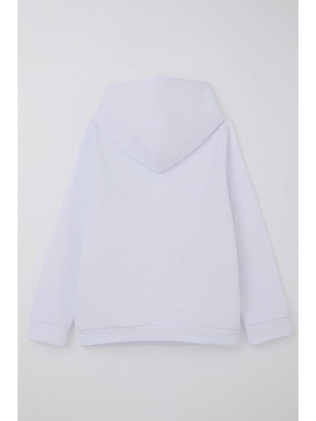 Kız Çocuk Sweatshirt Kapüşonlu Arma Detaylı Beyaz (4-8 Yaş)-1