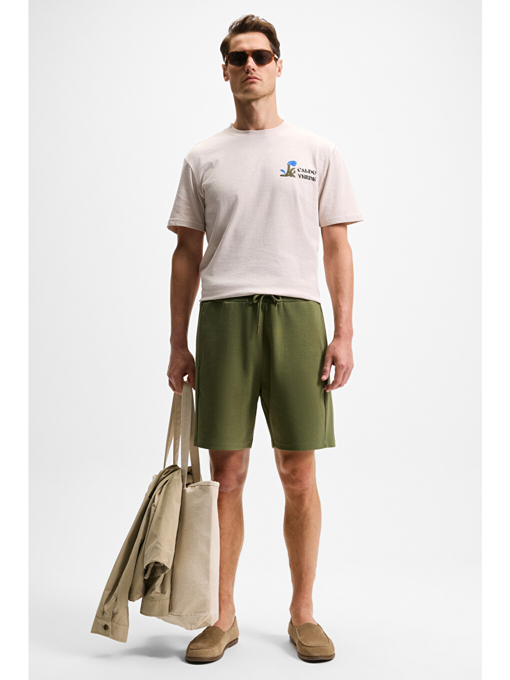 Haki TYRONE Erkek Beli Lastikli Arka Tek Cepli Relaxed Fit HAKİ Şort-1