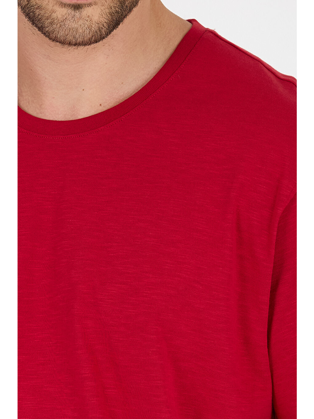 Bordo Bisiklet Yaka Penye Erkek %100 Pamuk Tişört-3