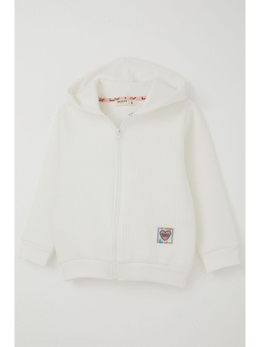 Kız Çocuk Hırka Sevgi Temalı Renkli Armalı Kapüşonlu Ekru (2-6 Yaş)-2