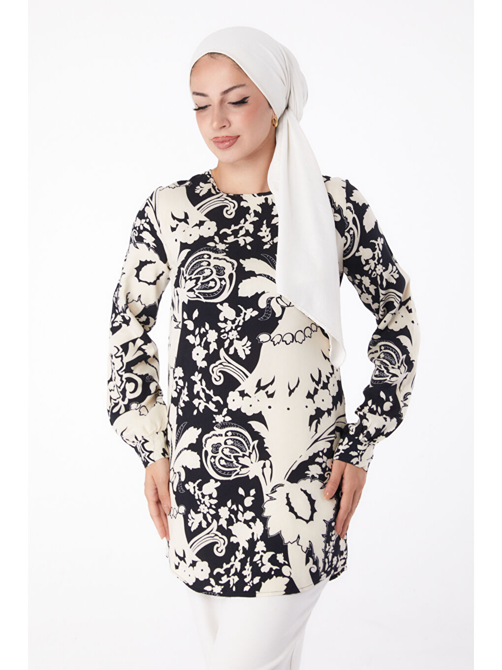 Desenli Tunik Siyah - 13277-2