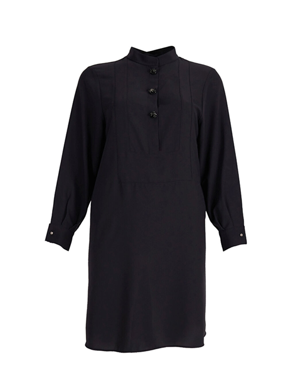 Siyah Patı İşlemeli Detaylı Tunik