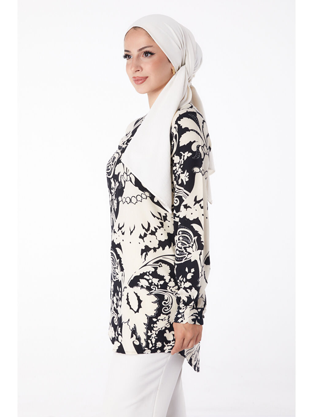 Desenli Tunik Siyah - 13277-3