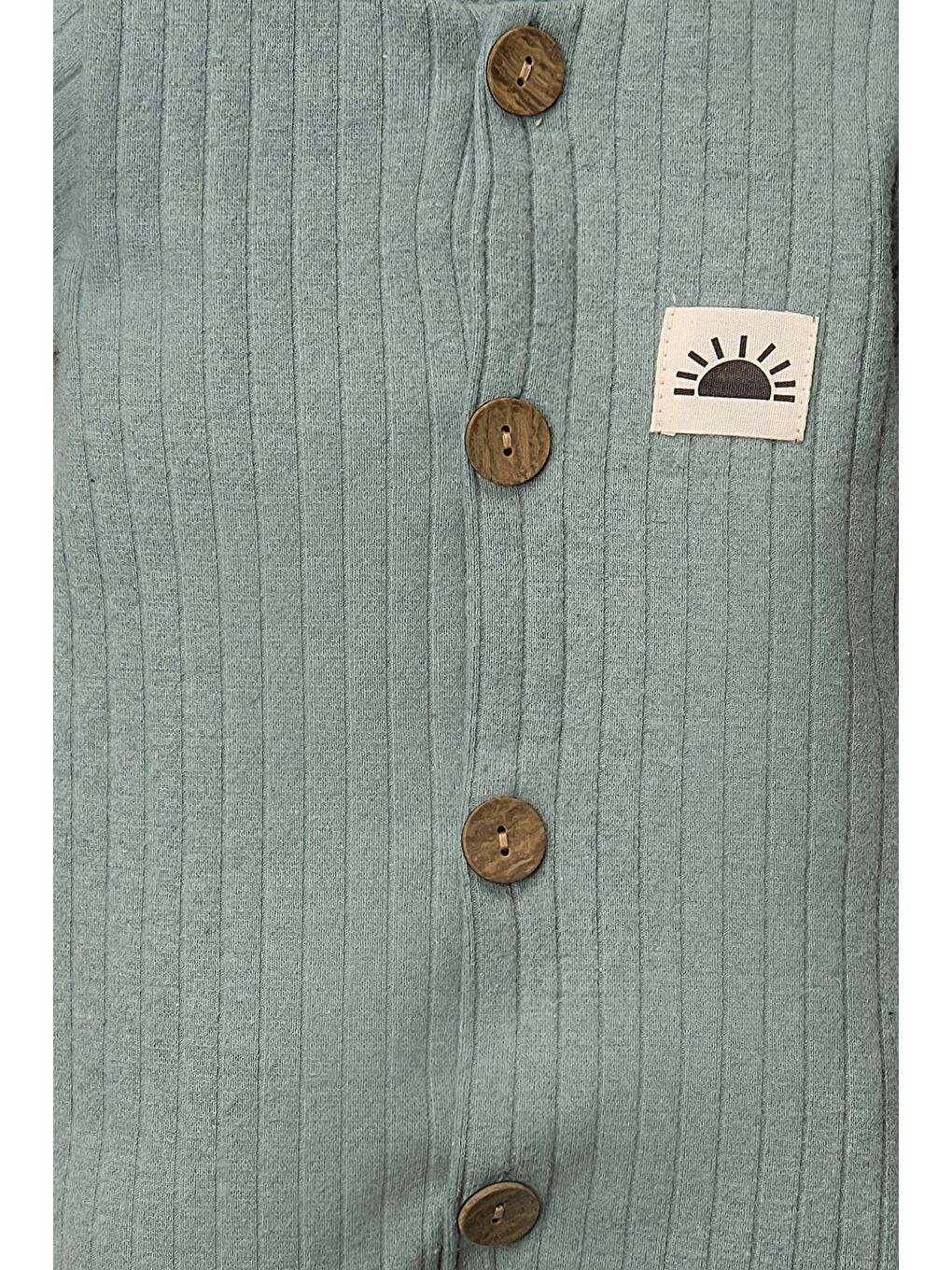 Turkuaz Bereli Güneş Armalı Düz Renk Tulum Bebek Takımı-2