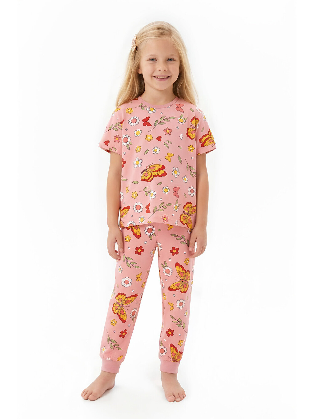 Pembe Kız Çocuk %100 Pamuk Ve Baskılı Pijama Takımı 3-8 Yaş 12720ıs-3