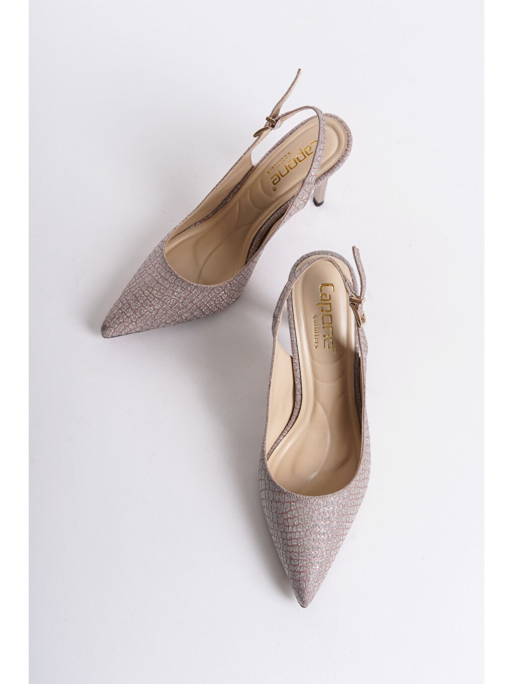 Pembe Arkası Açık Orta Topuklu Yumuşak Pedli Taban Kadın Ayakkabı-1