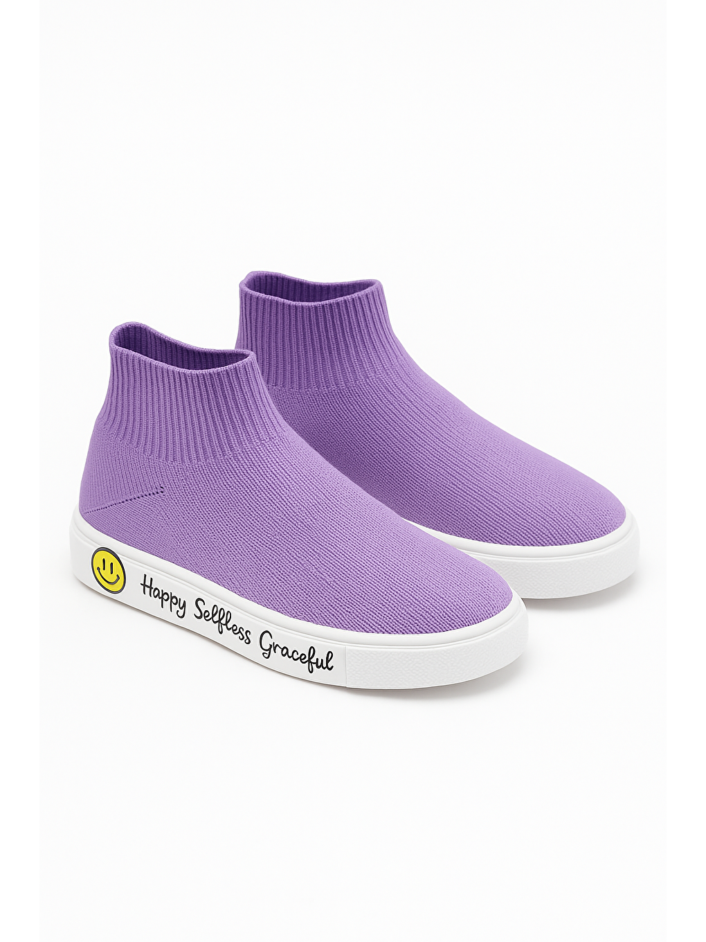 Çocuk Gülen Yüz Tabanlı Çorap Ayakkabı Lila