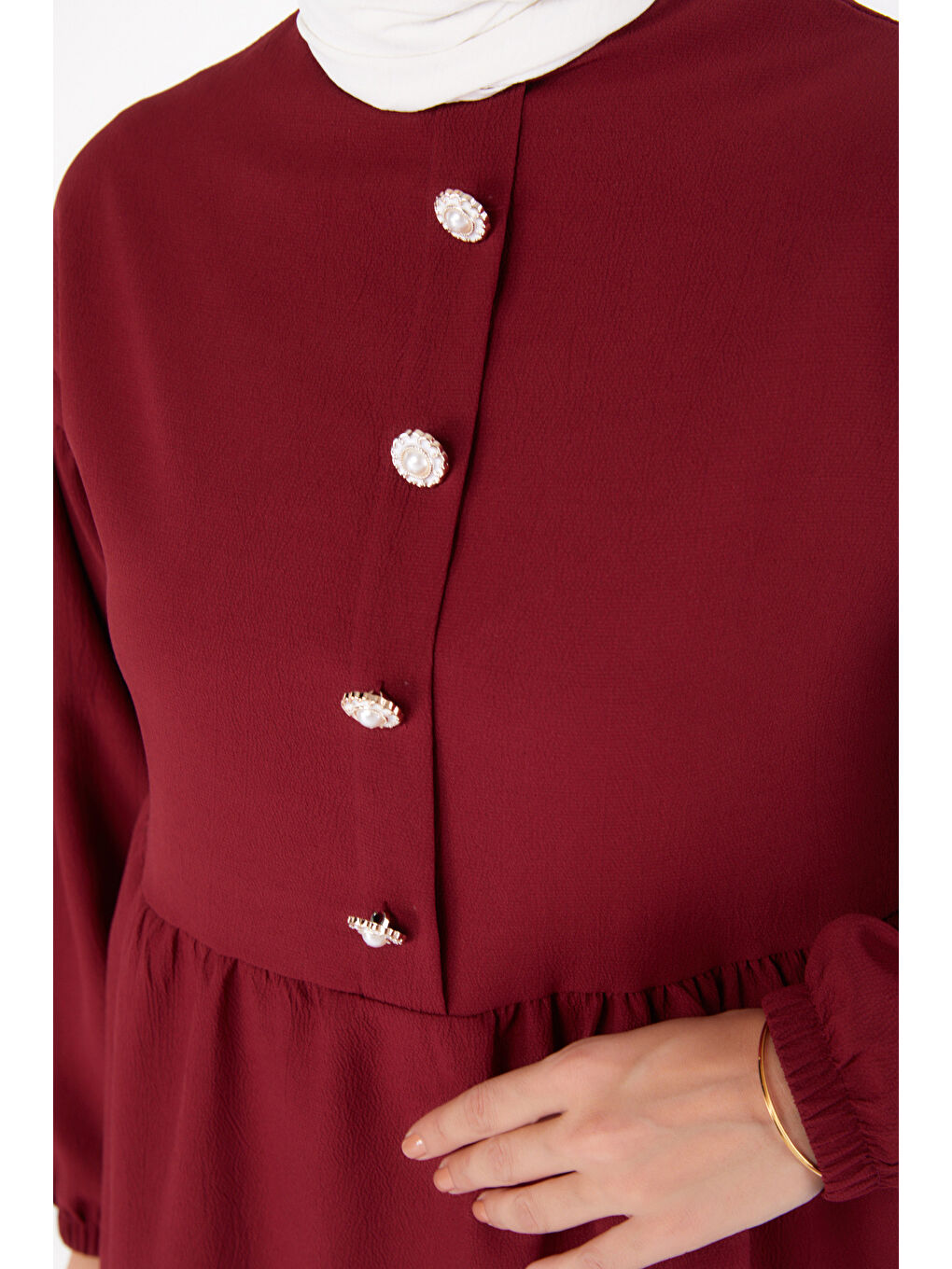 Taşlı Tunik Bordo - 13294-3