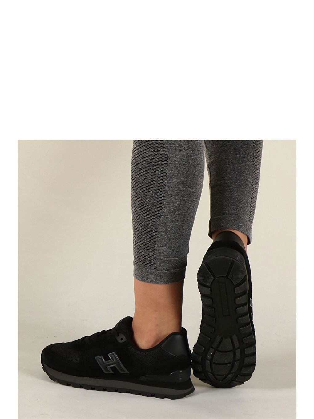 Peru Hakiki Deri Siyah-Füme Kadın Spor Ayakkabı-6