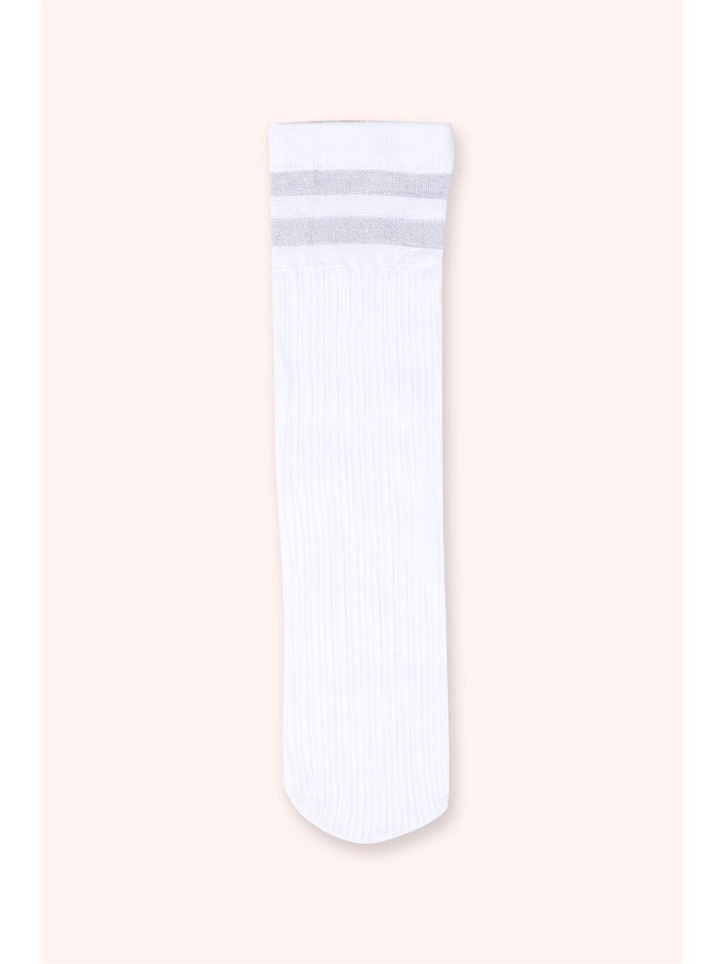 Kız Çocuk Sim Şeritli Dizaltı Beyaz Çorap